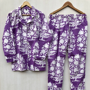 ชุดนอนผู้หญิงลายดอกไม้สไตล์อินเดีย ชุดนอนพิมพ์ลาย ชุดนอนใส่กลางคืน ชุดออกงาน ชุดของขวัญคริสต์มาสสำหรับเธอ - Product Image 1