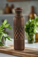 Magnifique boîte-cadeau isotherme en cuivre pur, écologique, étanche, 1 litre, imprimé vert, motif Jaipuri, applicable
