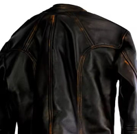 Veste en cuir matelassée à col unique personnalisé, style unique, fermeture éclair, devant en toile, à capuche, coupe-vent pour homme, 100% cuir véritable