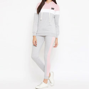 Nouvelle arrivée dernière conception couleur bloc survêtement pour les femmes coton prix de gros couleur bloc manches longues survêtement pour les femmes - Product Image 3