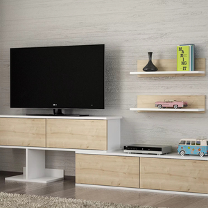 Turkiye Best Seller's Exclusive Luxury Maximus <b>TV</b> Unit Modern <b>White</b>-Sapphire Wooden Chipboard for Living Room or Home Office - Product Image 1