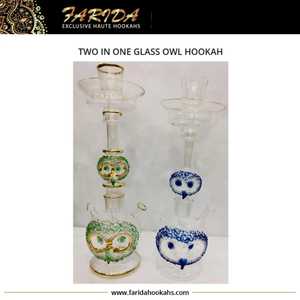 2019 luxe deux-en-un verre hibou Shisha narguilé bois givré avec boîte élégante emballage narguilés uniques et élégants - Product Image 6