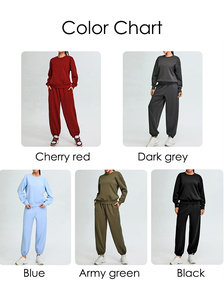 Femmes broderie Logo Gym haut court graphique à capuche ensemble survêtement ample couverture pantalons de survêtement pour l'hiver - Product Image 3