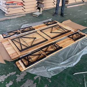 Set da <span class=keywords><strong>Birreria</strong></span> con Tavolo e Panche <span class=keywords><strong>Pieghevoli</strong></span> in Legno a 3 Pezzi, Prezzo di Fabbrica, per Spiaggia, Campeggio e Birrerie - Product Image 4