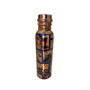 Juego de 2 botellas de cobre hechas a mano al por mayor, vasos de plástico personalizables con diseño impreso, uso directo de agua potable - Product Image 3