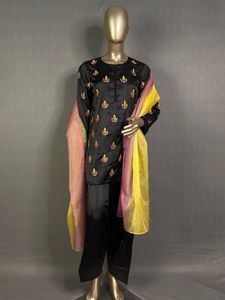 Punjabi ethnique Modal soie broderie Kameez Pallazzo robe pakistanaise manches longues été blanc court manches longues inde - Product Image 4