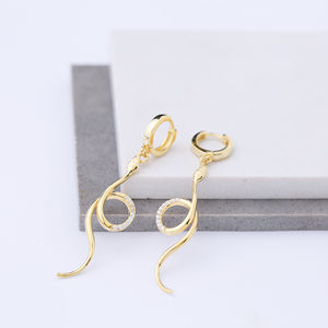 Unique <b>Snake</b> Design White Zircon Earrings Dangle Earrings Turkish Wholesale 925 Sterling Silver <b>Jewelry</b> - Product Image 5