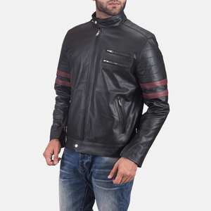 Stylish <b>Men's</b> Winter Casual Leather Jackets Stand Soft Genuine Leather Waterproof Eco-Friendly Breathable Front Outerwear - Product Image 3
