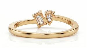 Anillo de lujo con diamantes de corte pera y corte esmeralda para mujer, diamantes cultivados en laboratorio - Product Image 5