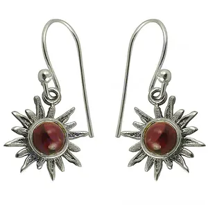 Boucles d'oreilles pendantes en or 925 plaqué or pour femmes, pierre précieuse en quartz rouge avec diamant et perle pour les mariages et les fêtes - Product Image 2