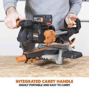 Sierra ingletadora deslizante inalámbrica de 7-1/4 pulgadas, batería de iones de litio de 20 V EXT, motor de 850 W, hoja TCT de 185 mm para múltiples materiales, corte a 45° y 50°, metal - Product Image 3