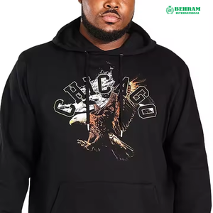 Sweat à capuche unisexe 2026 en molleton noir 100 % coton respirant à séchage rapide, coupe classique confortable à manches longues - Product Image 6