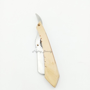 Las mejores maquinillas de afeitar de acero, maquinilla de afeitar plegable para hombres, maquinilla de afeitar de Metal con borde Vintage, Etiqueta Privada, mango de madera, borde de peluquero recto - Product Image 1