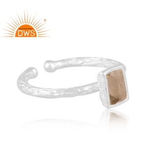 Latest Trending Fine Sterling Silver Natural <b>Green</b> Amethyst Gemstone Adjustable Ring Custom Jewelry Manufacturer - Product Image 3