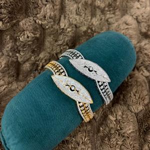 Stunning Gold & White Finish Openable <b>Bracelet</b> for Women Trendy <b>Charm</b> <b>Bracelet</b> with Sparkling AD Stones for Party Wear - Product Image 1