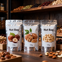 Sacs d'emballage pour noix et snacks en MOPP imprimés sur mesure, écologiques, de qualité alimentaire, avec fermeture éclair et fenêtre, type pochette verticale