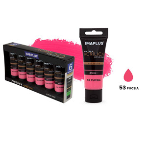 N53 Fuchsia 45ml Set de peinture acrylique Peinture d'art et de tissu pour papier Toile Verre et tissu Certifié EN71 - Product Image 1