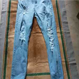 Unisex High Quality Customizable Denim <b>Jeans</b> 100% Cotton Colored Wash Lightweight Woolen <b>Embroidered</b> Elastic Waist Custom Logo - Product Image 4