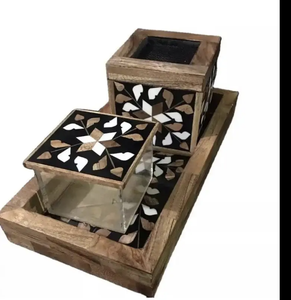 Elegant Handmade Mother Pearl Inlay Floral Bakhoor Set Bone Inlay Incense Holder Ginger <b>Scent</b> Star Anise Plug Leaf Religious - Product Image 1