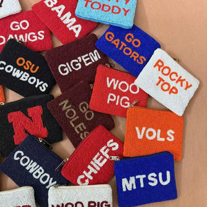 Wholesale Fashion Handmade Embroidery Cotton Beaded Coin Purses Zipper Closure Customizable Seed <b>Bead</b> Design Letterpress Printed - Product Image 1