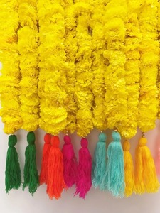 5ft Marigold Flower Garland (BUFFED) with Hangings for Indian Wedding Decoration, <b>Temple</b> Decoration, Stage Haldi Decoration - Product Image 3
