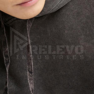 Sweat à capuche surdimensionné noir de haute qualité pour hommes Streetwear lavage à l'acide broderie en détresse 100% coton vêtements pour tous - Product Image 6