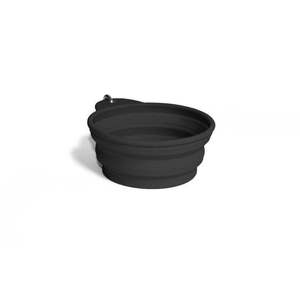 Bol pliable pour chat, bols de voyage portables pour chats, noir solide, stockage automatique de nourriture, fabriqué en silicone et en bois, pour une utilisation en intérieur et en extérieur - Product Image 1