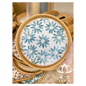 Plateau en rotin fabriqué à la main: cadeau d'artisan, présentoir de luxe, service de thé élégant, pièce de décoration-BLEU LOTUS VIETNAM - Product Image 1