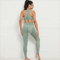 Conjunto Deportivo de Dos Piezas para Mujer: Leggings de Cintura Alta Elásticos y Transpirables con Sujetador Deportivo para Yoga y Running