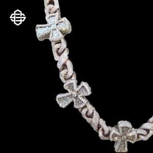 Personalizado Iced Out Hiphop Moissanite Cruz Collar de cadena de eslabones cubanos para hombres de lujo Bling Diamond Gargantilla Rapper Jewelry - Product Image 6