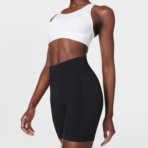 High Quality Custom Solid High Waist Yoga Shorts for Women with Four-Way Stretch Spandex/Nylon <b>Fabric</b> Best Selling Active Wear - Product Image 5