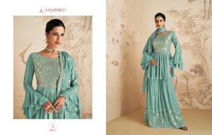 Salwar Kameez ชุดเสื้อผ้าสตรีสไตล์อินเดีย,เสื้อผ้าแบบดั้งเดิมชุดงานปักลำดับ Chinon ขอบโค้งพร้อม Dupatta สำหรับสุภาพสตรี Salwar - Product Image 3