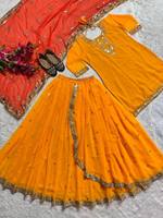 Nouvelle Collection : Ensemble Salwar Kameez de Luxe pour Mariages et Soirées, Style Bollywood Punjabi Patiyala, en Faux Georgette Brodé et Dentelle