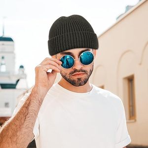 Beanie Hats, Unisex Skullcap Trawler Short Cuff Knittet Beanie para hombres Mujeres Watch Cap Warm Winter Hat - Product Image 5