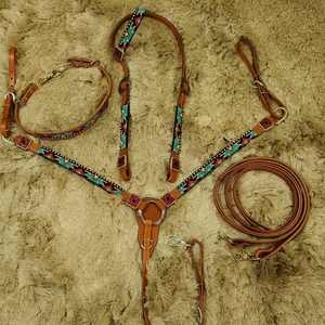 Ensemble de clous de cheval Western de luxe Design Premium Headstall Collier de poitrine pour l'équitation Ensemble complet de chevaux de trait - Product Image 4