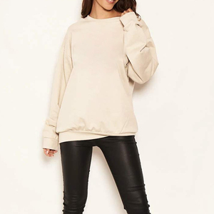 Sudadera con cuello redondo lisa personalizada OEM para mujer, de poliéster, talla grande, tipo pullover, con posibilidad de logotipo frontal, estilo streetwear. - Product Image 2