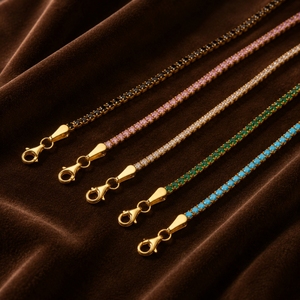 Bracelet tennis rond en pierre précieuse rose, chaîne en or jaune plaqué 14 carats, sertissage griffe, bijoux de fiançailles tendance - Product Image 6