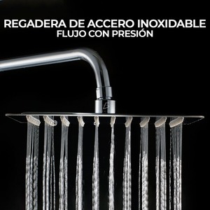 Soffione Doccia Quadrato Contemporaneo a Doppia Maniglia in Acciaio Inox 304, Termostatico, Superficie Spazzolata, Getto Massaggiante Delicato - Product Image 5