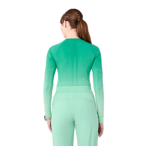 Nouveau haut sans couture à manches longues pour femmes conception de rayures de sublimation personnalisée ensembles d'uniformes de gommage pour l'hôpital - Product Image 2