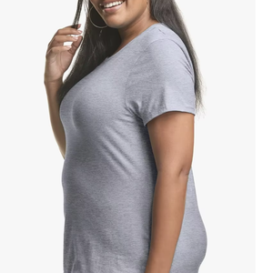 Camiseta de Algodón de Manga Corta con Cuello Redondo para Mujer, Talla Grande, Logotipo Personalizado, Nueva Llegada, Ropa de Calle, Venta al por Mayor de Fábrica de Bangladesh - Product Image 1