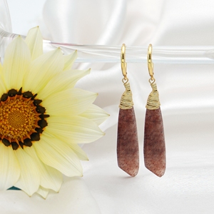 ต่างหูควอตซ์ทรงหยดน้ำทำจากทองเหลืองชุบทอง18K ทำด้วยมือสำหรับงานแต่งงานของผู้หญิงทันสมัย - Product Image 2