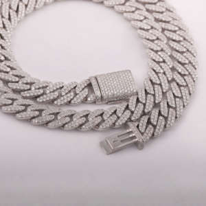 Cadena de eslabones cubanos de Hip Hop Miami de 20 pulgadas, collar de 12mm de moissanita de corte redondo VVS, cadena de eslabones de diamante de corte redondo de moissanita - Product Image 4