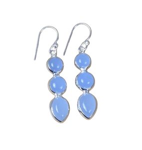 Pendientes clásicos hechos a mano de Calcedonia de Plata de Ley 925 sólida para niñas, joyería de plata fina, piedras preciosas naturales, joyería de sello 925 - Product Image 1