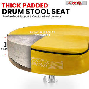 5 Core Drum Throne 4 <b>Padded</b> Guitar <b>Stool</b> Drummer Chair Adjustable Musician Seat - Product Image 2