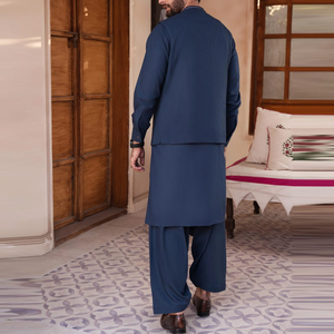 Conjunto de Moda Desi Personalizado al por Mayor para Hombre, Shalwar Kameez Transpirable, Talla Grande, Vestido Informal Islámico Pakistaní, Sin Arrugas, de Secado Rápido - Product Image 2