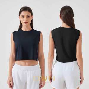 <b>Women's</b> Sleeveless Cotton Tank Tops Quick Dry Gym Yoga Stringer Top Short Length Singlet <b>Waistcoat</b> Training Ladies Tank Tops - Product Image 4