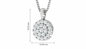 Pendentif rond en or 14 carats et diamants naturels brillants pour femmes - Product Image 2