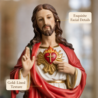 Statuette du Sacré-Cœur de Jésus en polyrésine peinte à la main, taille personnalisée, statue religieuse, décoration d'autel pour la maison ou l'église, décoration de Pâques, art