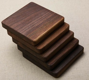 Ensemble de sous-verres en bois massif naturel noyer pin hêtre bambou tasses tapis tampons résistant à la chaleur écologique fait à la main pour Table basse - Product Image 2