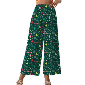 Women's <b>Trousers</b> Flat Front <b>Elastic</b> <b>Waist</b> Custom Sublimation Printing Breathable Autumn Plus Size OEM Wholesale - Product Image 2
